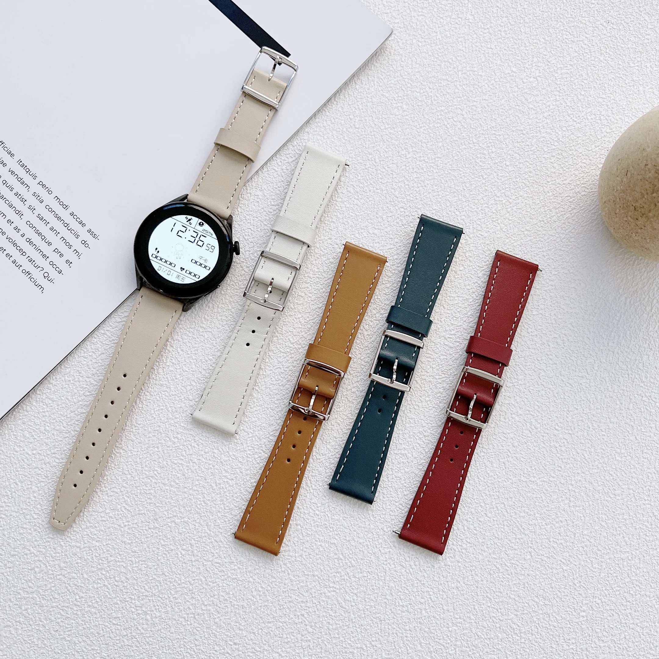 22mm Leather strap For Samsung Galaxy Watch 3/Huawei Watch 3/GT3 Sports Bracelet Wristband Correa For Amazfit GTR/Stratos Belt