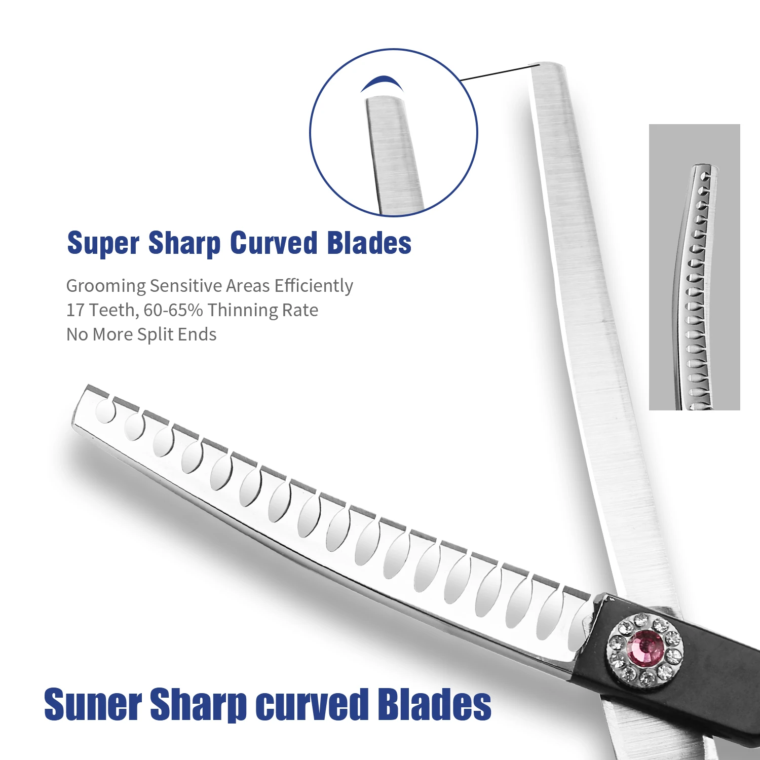 Dog Grooming Scissors Dog Grooming Scissors Kit Pet Grooming Scissors Curved Thinning Shear Dog Hair Chunker and Thinning Scissor Black Stainless Steel Pet Shear