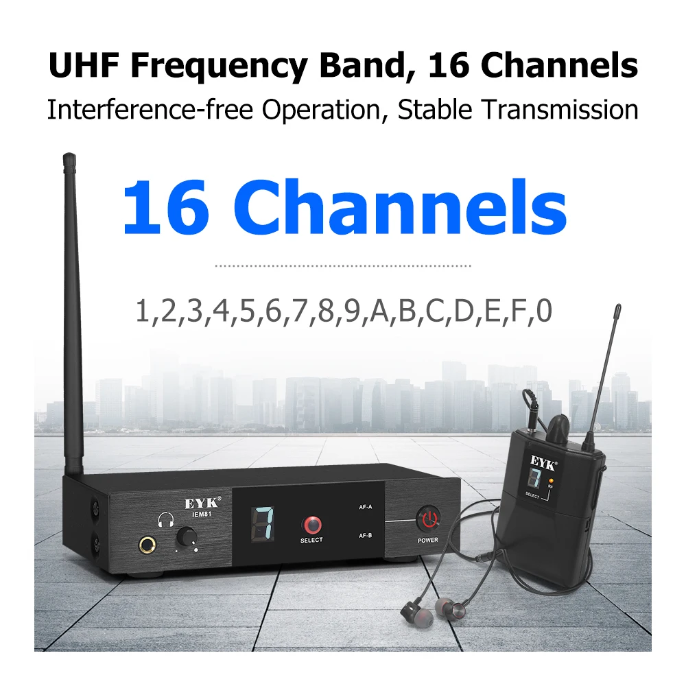 EYK IEM81 UHF Wireless In Ear Monitoring System 16 Frequencies Optional Mono Stage Return For Singer Guitar Studio Band DJ