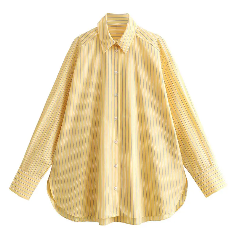 thumbnail image 1 of HH TRAF 2024 Primavera Mujeres Blusas Casuales Tendencia De Popelina Camisas Sueltas A Rayas Mujer Versátil Viajes Oficina Dama Camisa Superior Femenina, 1 of 5