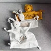 Name Personalized Muslin Cotton Soother Towel Bib Baby Comforter Blanket Infant Kids Sleeping Dolls for Children 4