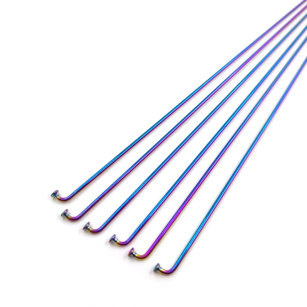 10pcs/lot FUNNRUNN Bicycle J-Bend Spokes Rainbow Wire Vacuum Pating Mountain MTB Road Bike 304 Stainless Steel 14G 257-293mm