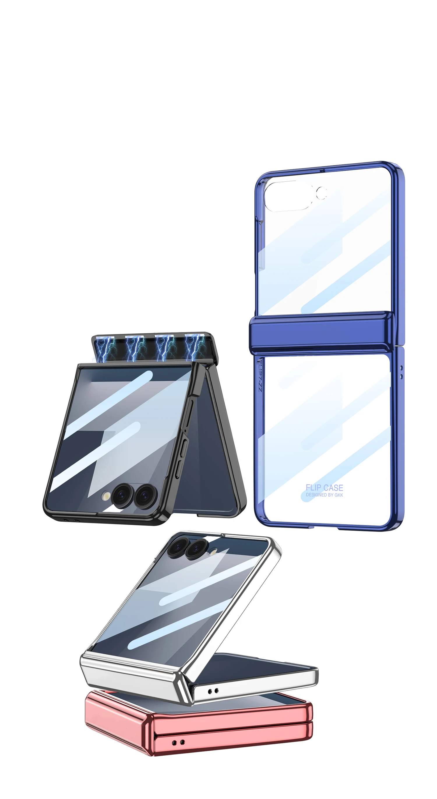Magnetic Hinge Plating Clear Case for Samsung Galaxy Z Flip 7 6 Outer Screen Pro