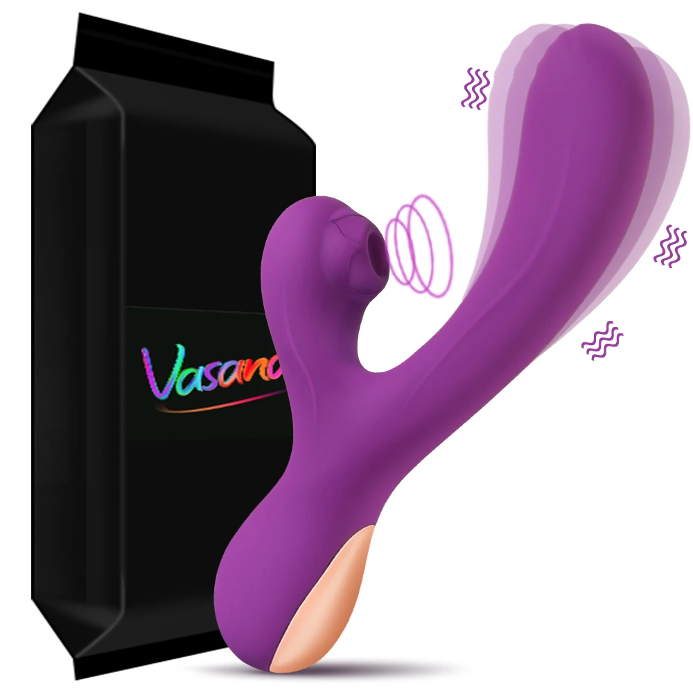Vasana Bunny Rabbit Vibrator Clit Sucker Handheld G-Spot and Clitoris Stimulation Waterproof Recharge 7 Mode Vibration Purple |