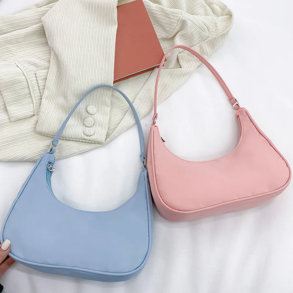 Mirror-colored Pure Color Baguette Bag, Fashionable Commuting Zipper  Underarm Bag, Women's Simple Shoulder Bag