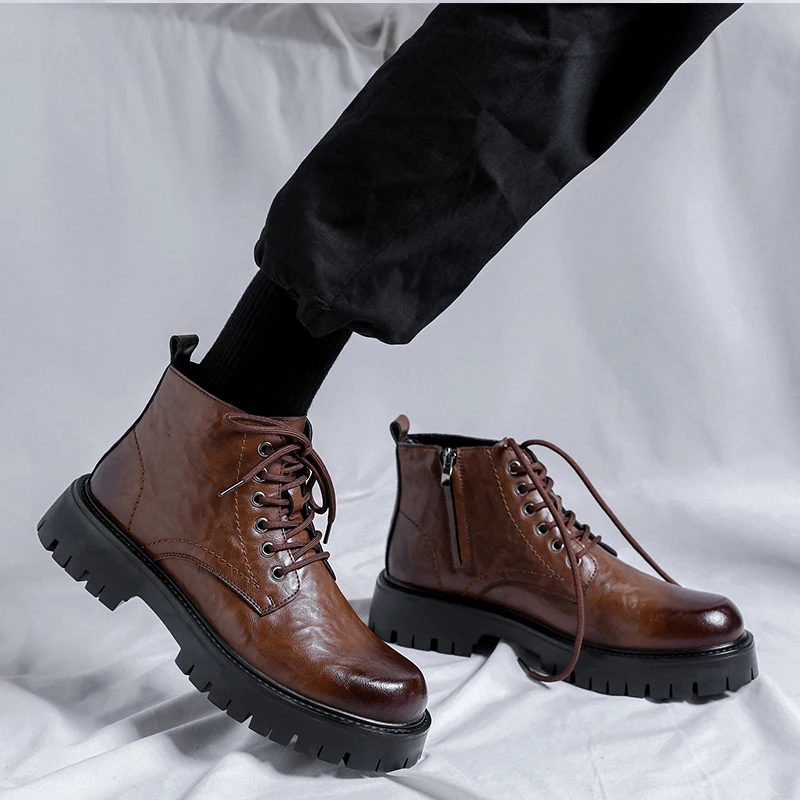 British style thick soled mid-top fashion short four seasons models Martin boots