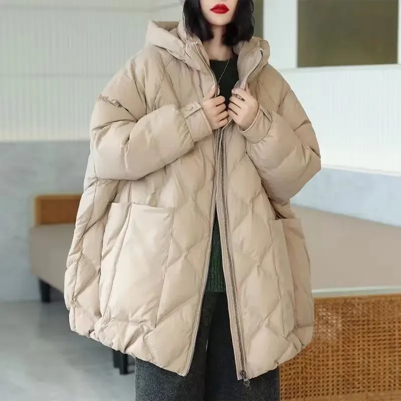 2024 New Women Down Cotton Coat Winter Jacket Female Short Parkas Loose Thick Warm Outwear Versatile Fashion Hooded Overcoat winter down cotton jacket women korean loose thick harajuku oversized coat fashion stand up collar warm cotton jacket female new