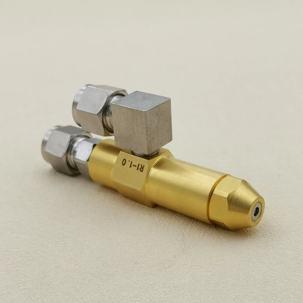 Brass Siphon Air Atomizing Nozzle with 6mm Connector for Waste Oil Burner Full Cone Spray Jet Diesel Heavy Oil Injection