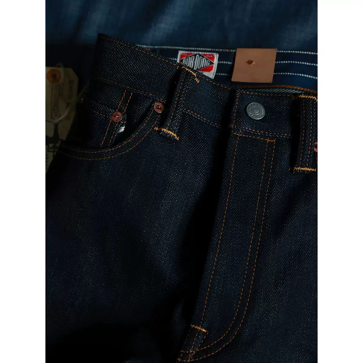 BOB DONG Lot 35-3 Heavyweight 23oz Selevdge Denim Jeans Slim Straight Fit Indigo 2