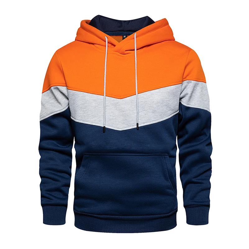 Men's Patchwork Hooded Sweatshirt Hoodies Clothing Casual Loose Streetwear Male Fashion Sports
