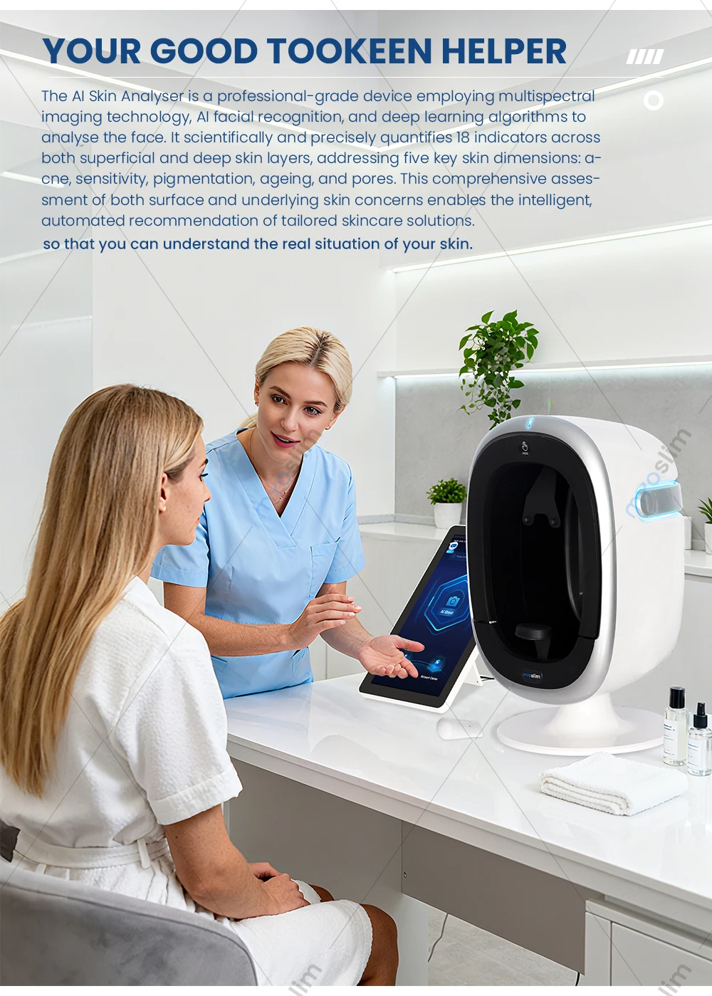 Myoslim O1 3D AI Gesichtshaut-Analysegerät Hautproblem-Diagnose 8-Spektrum Professionelle Analyse Schönheitssalon-Ausrüstung – Detail 9