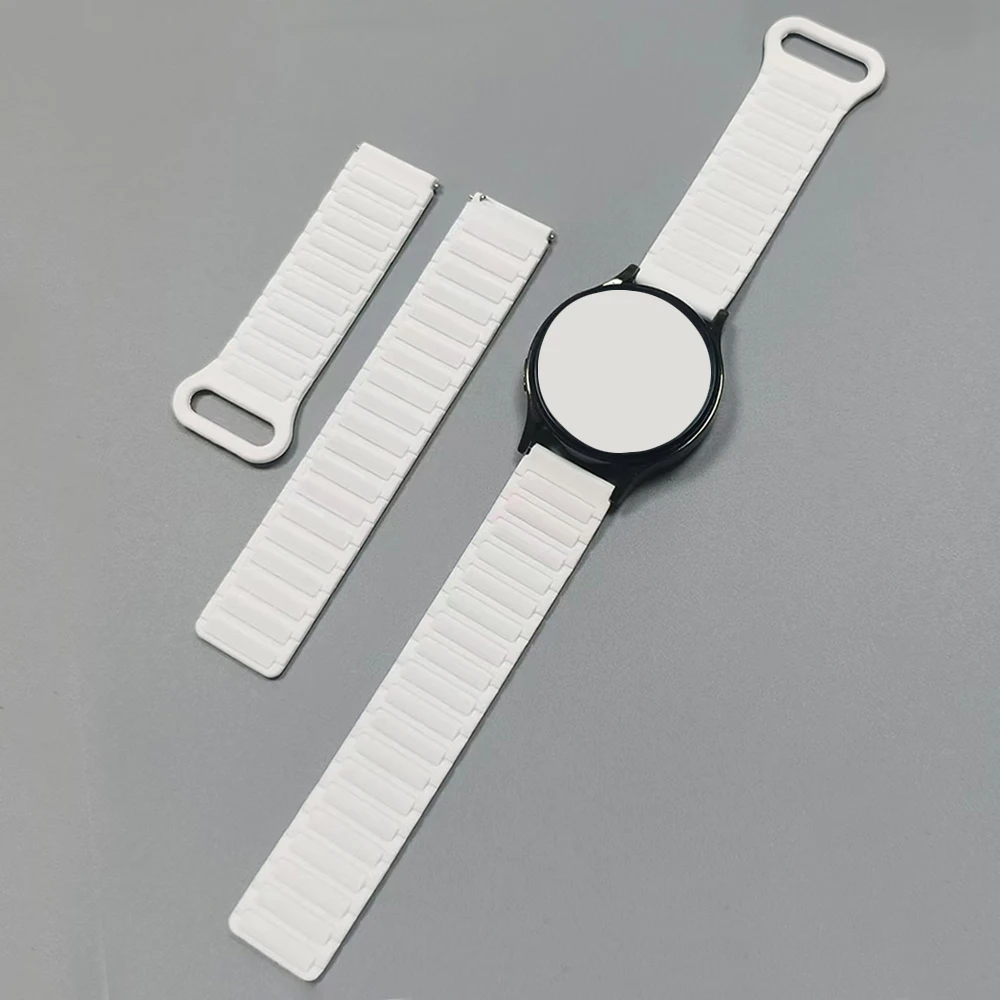 Silicone Magnetic Loop Smartwatch Strap - 20/22mm Adjustable Bracelet in Various Colors