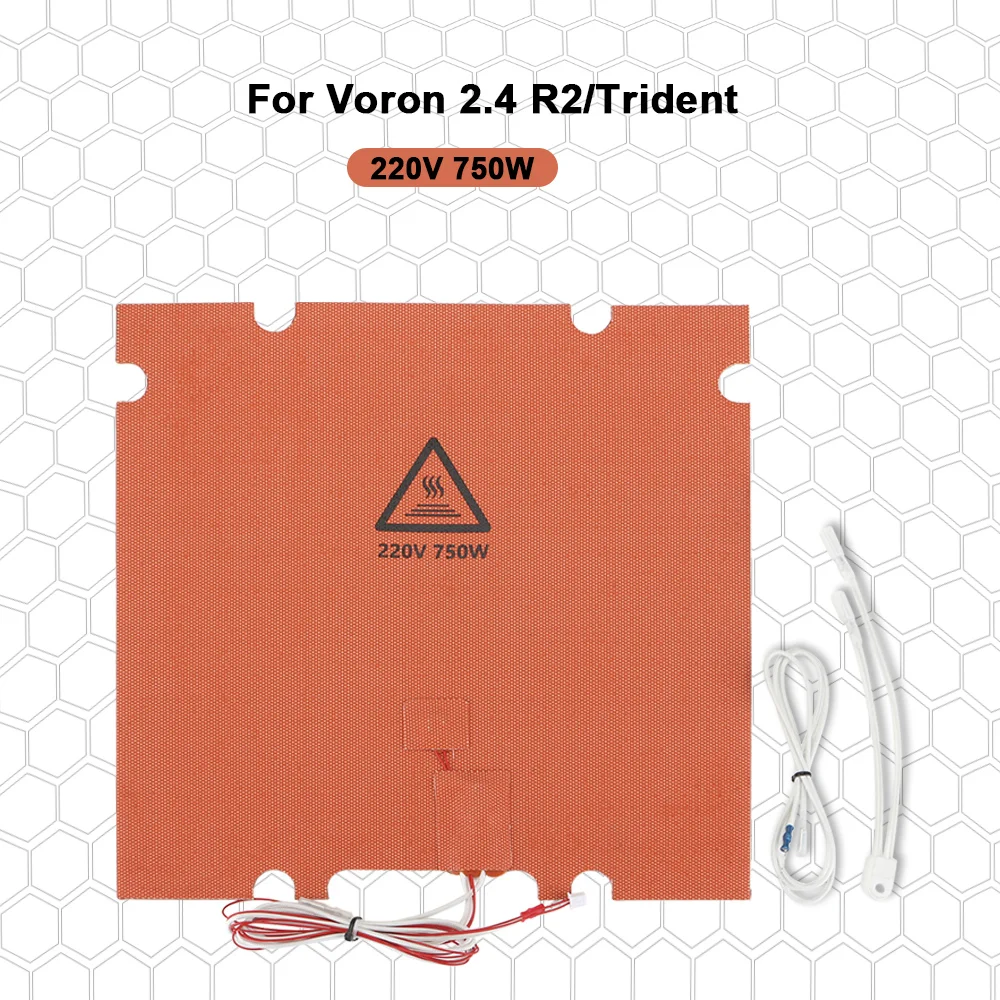 Toaiot Silicone Heated Bed Heating Pad with Hole 300/350mm 220V 750W/1000W for Voron 2.4 R2/Trident 3D Printer Parts Hot Bed fysetc silicone heated bed heating pad with point hole 110v 220v 300 350mm 750w 1000w for voron 2 4 r2 trident 3d printer parts