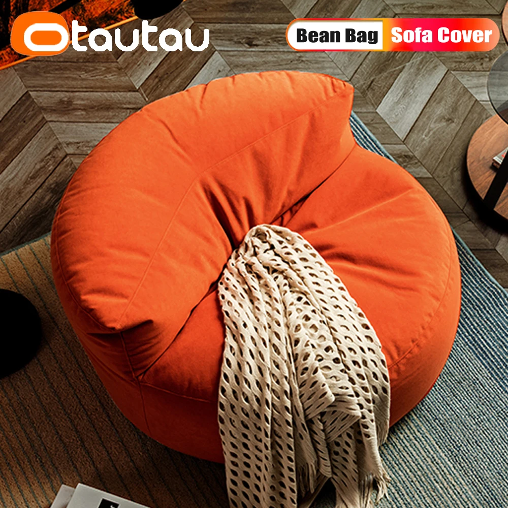 OTAUTAU 5ft Giant Bean Bag Pouf Cover Without Filler Faux Bunny
