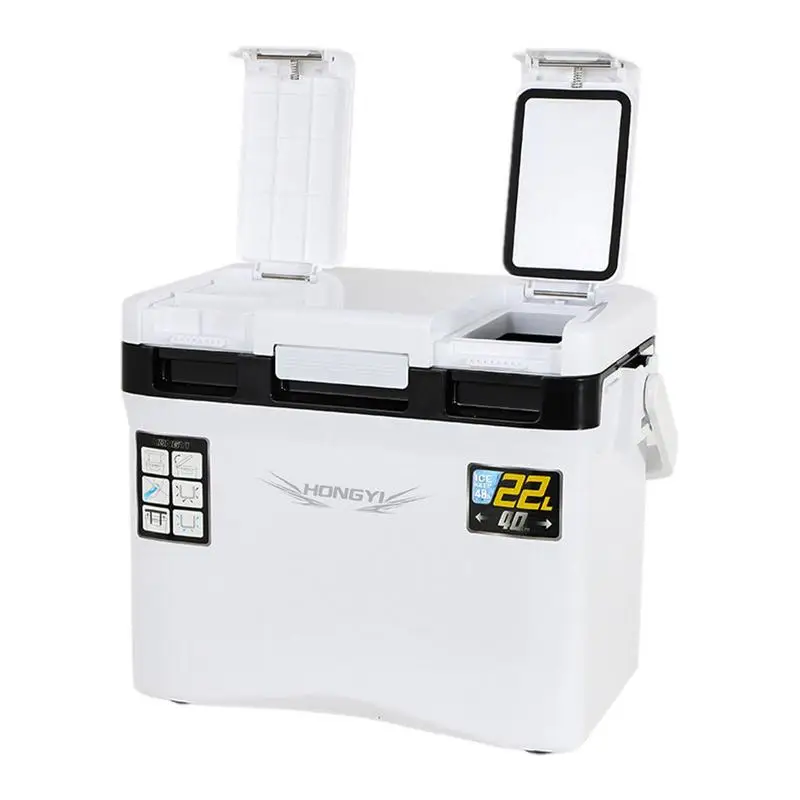 

Fishing Tackle Box 22L Multifunction Large Capacity Stand Rod Holder Cup Holder High Quality Plastic Handle Fishing Box