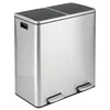 mDesign Metal Steel 16 Gallon/60-Liter, Dual Compartment Step Trash Can; Double Bin Trash Can/Recycler Combo for Kitchen 1
