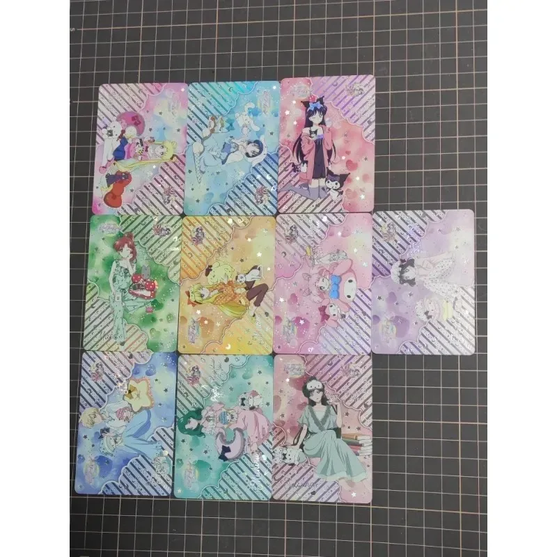 

Sailor Moon DIY Tsukino Usagi Mizuno Ami Sanrios Co Branded Series Hot Silver Color Flash Card 10 Sheets Game Collection Cards