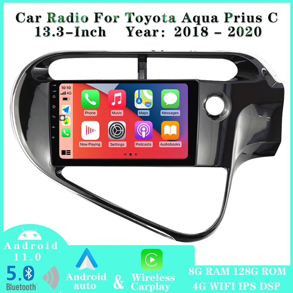 Android 11.0 Car Stereo For Toyota Aqua Prius C 2018-2020 Car Radio ...