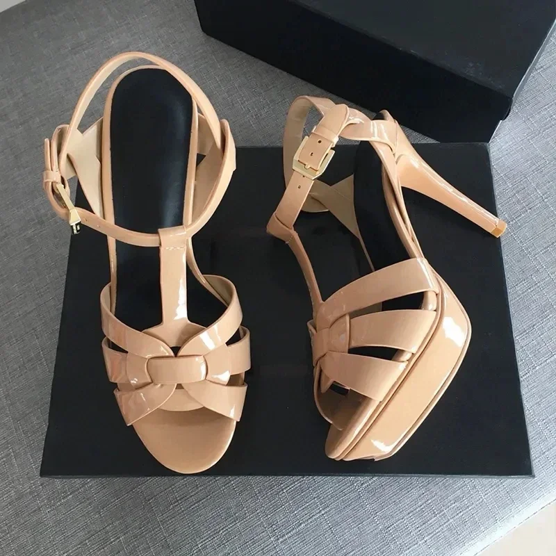 

Women's Sandals Leather High-heeled Sandals Waterproof Platform Brand Shoes Women's Party Sexy Wedding Women's Shoes