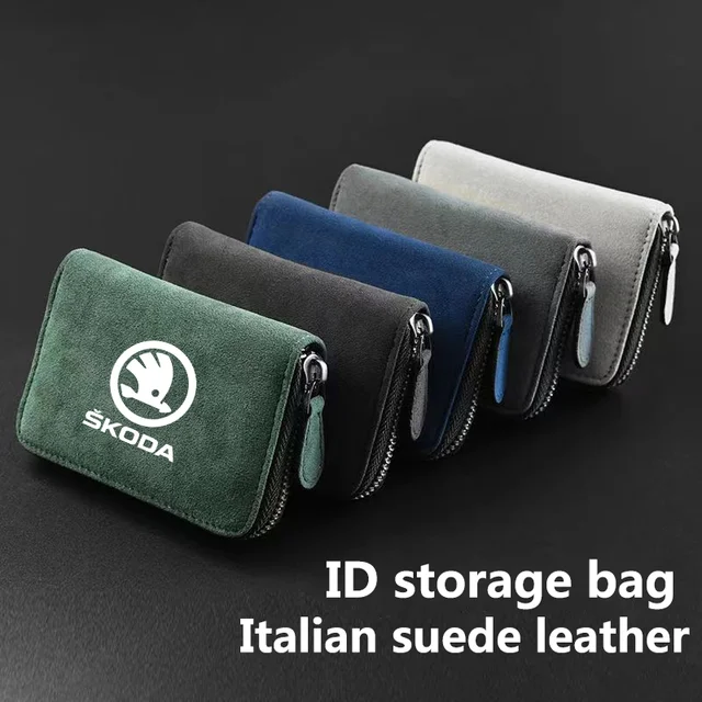 Suede Leather Portable Storage Box Driver's License ID Card Storage Bag for Skoda  Citigo Fabia Superb Octavia A5 A7 Karoq Kodiaq - AliExpress