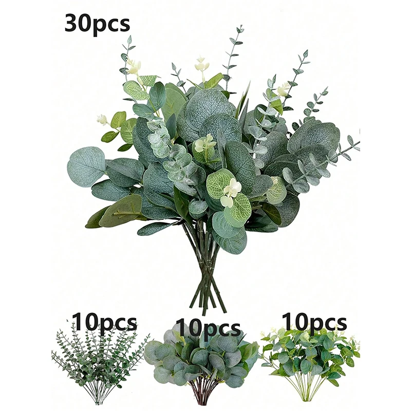 3/6/9Pcs Eucalyptus Artificial Plant Bouquet Fake Plant for Home Bedroom Decor Garden Wedding Decoration Outdoor Vase Ornament 6