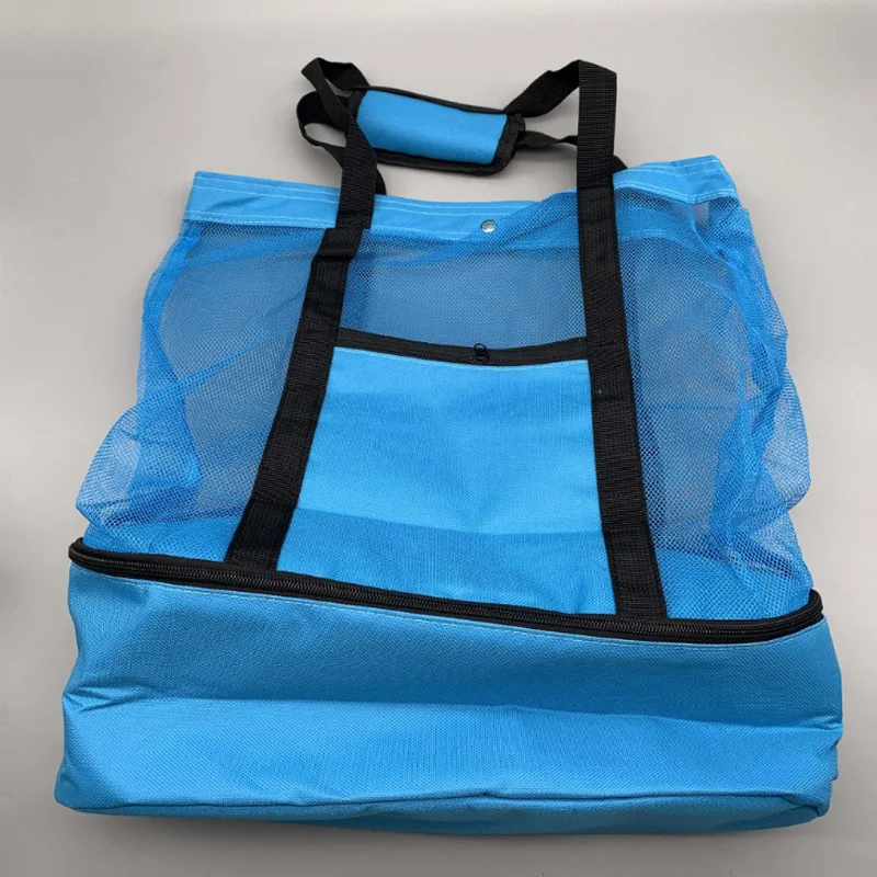 Large Mesh Beach Cooler Bag Outdoor Camping Picnic Bag Storage Drink Food Cooler Tote Thermal Insulation Lunch Box