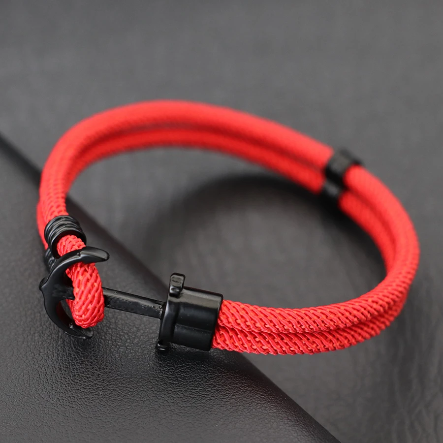 Marine Stil Anker Armband Für Männer Bilayer Nautischen Wrap Seil Armband Strand Surfer Schmuck Outdoor Survival Armband Hombre – Detail 9