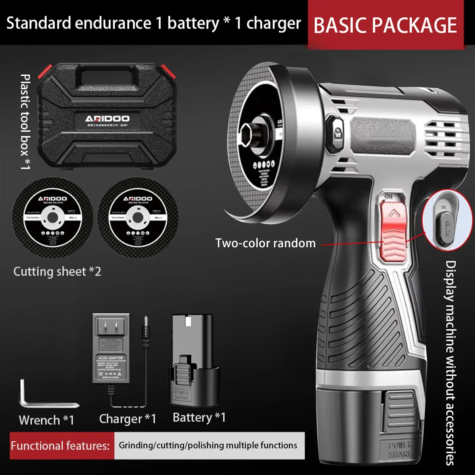 Mini Angle Grinder Power Tool with Lithium Battery for Polishing Cutting