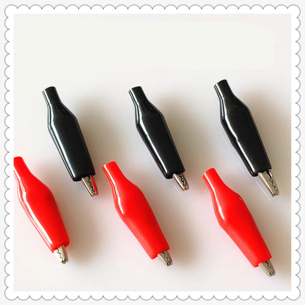 Metal Alligator Clip 6pcs/Lot 28MM S4 Crocodile Electrical Clamp For Testing Probe Meter Black And Red alligator clips electrical clamp test clip