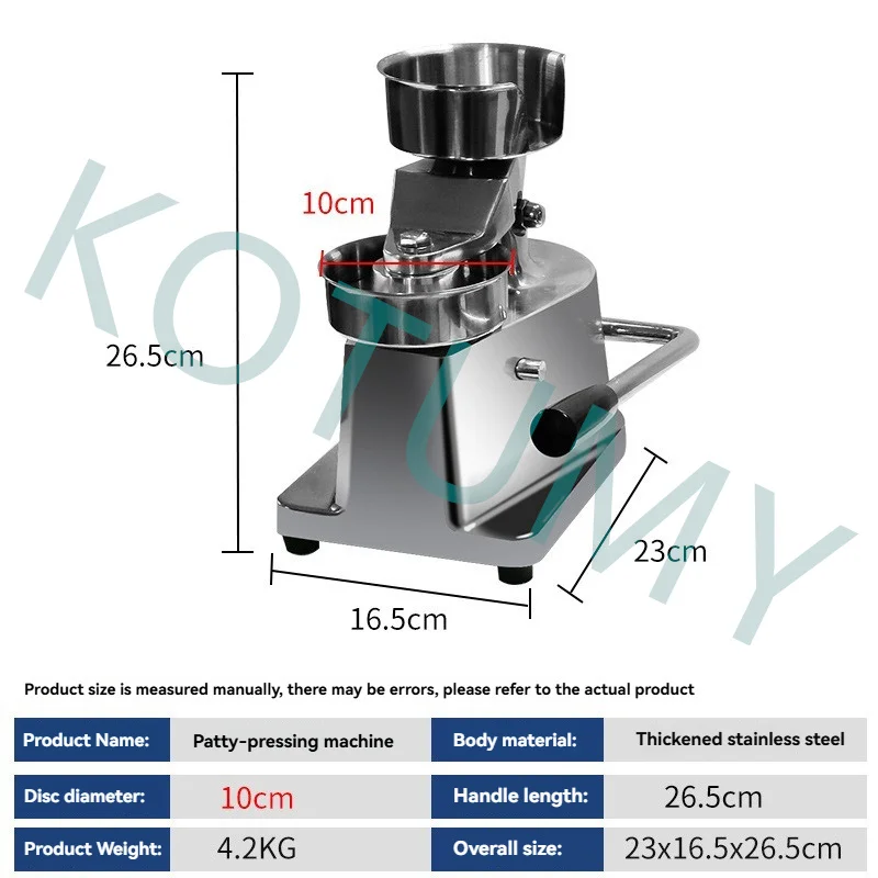 Stainless Steel 100/130/150cm Burger Press with 500 Sheets of Oil Absorbing Paper Manual Hamburger Patty Maker Kitchen Tool