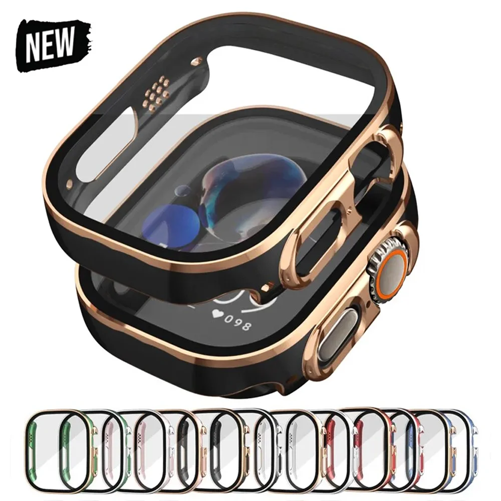 Custodia Per Apple Watch Ultra 49Mm Pellicola Proteggi Schermo In Vetro Temperato Incorporata + Cover Per Pc Per Cinturino Apple Watch Ultra 2 Accesso