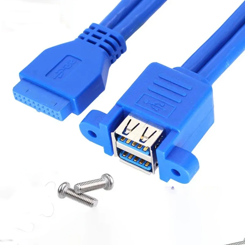 Cabo do Painel Frontal Usb 3.0 Baffle Motherboard Adaptador de 19pin para 2port Desktop Case 0.3m 0.5m 0.8m - Imagem 5
