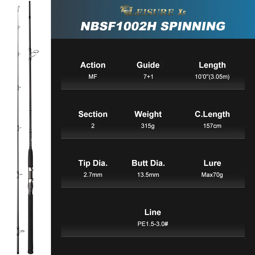 NOEBY 2セクションX5ショアジギングロッド H XH 2.75m 2.9m 3.05m