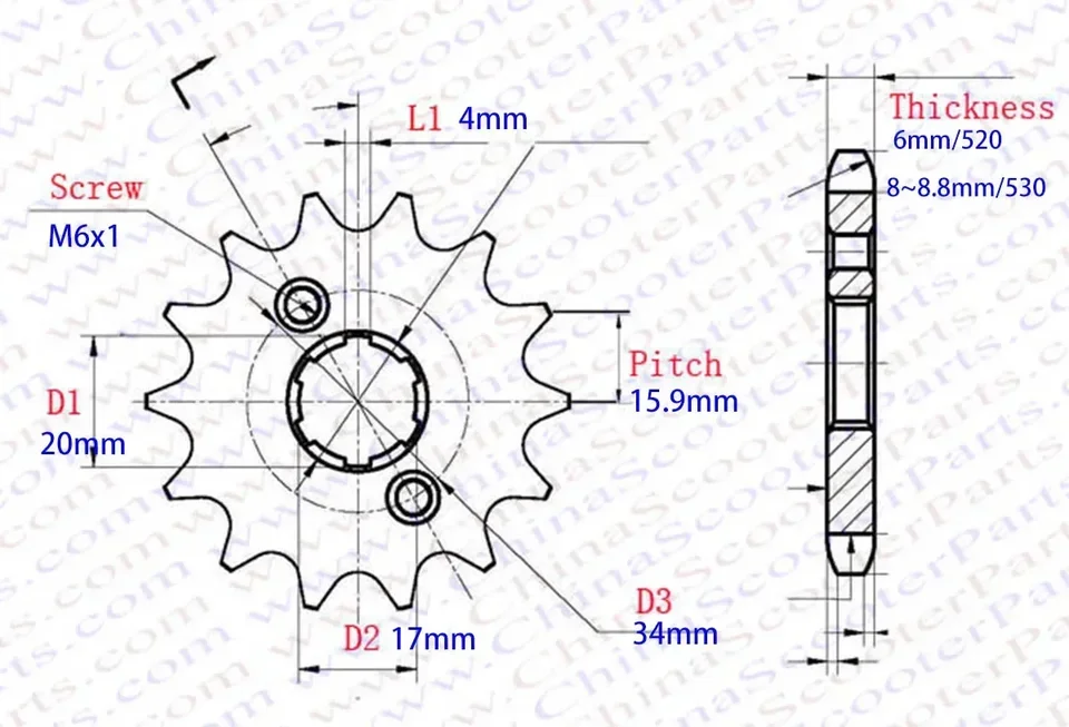 Pignone 14 Denti Stoneder Pignone Anteriore 14 Denti 20mm Per Catena 428 - Adatto Per ATV, Quad, Pit Bike 50-160cc Ricambi Moto Cross - Foto 8