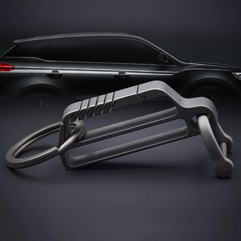 Luxury Titanium Men Belt Car Key Chain Upscale Ultra Lightweight EDC Waist Hanging Key Ring Holder Keychain Buckle Best Gift