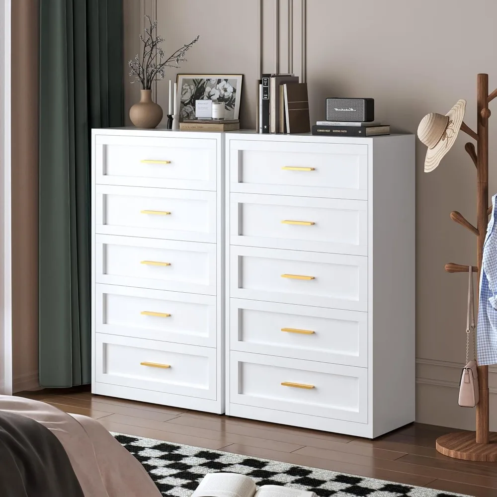 Drawer Metal Dresser for Bedroom, Tall White and Gold Dresser for Closet, Metal Chest of Drawers, Dressers & Chests of Drawers 4