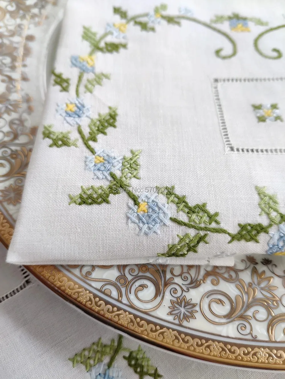 Hand-embroidered Cross Stitch Diablement Fort Doily Tablecloth