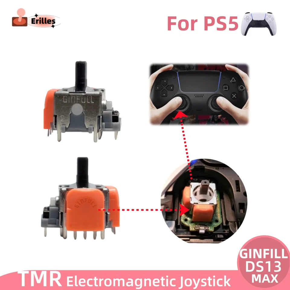 2/10 個 GINFULL DS13 MAX TMR 電磁ジョイスティック PS5 ゲームパッド