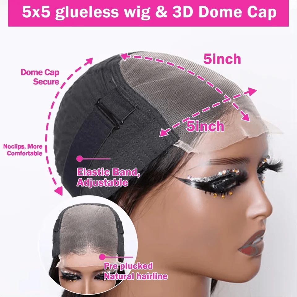 5x5 Glueless HD Lace Front Wigs 40 42 Inch 250% Density Wear And Go Straight 13x4 13x6 Transparent Lace Human Hair Wig For Women 4