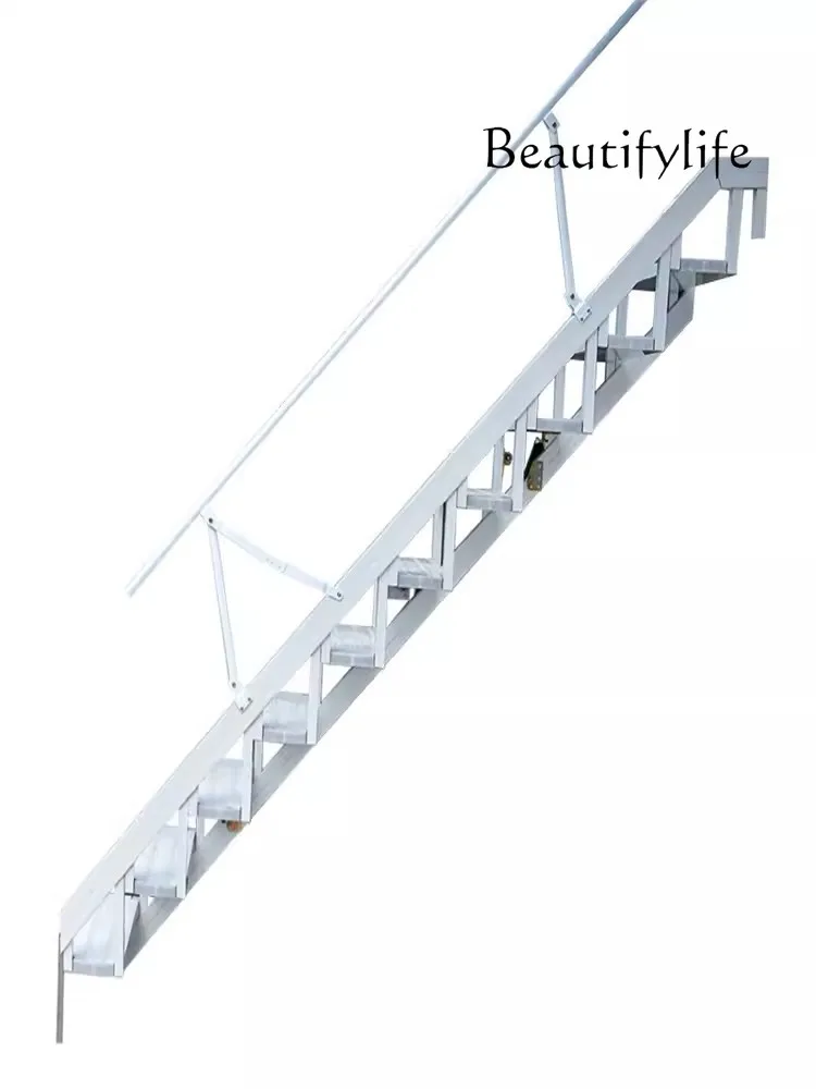 

Folding Home Stairs Indoor and Outdoor Attic Retractable Duplex Villa Side Wall-Mounted Side Flip Armrest Ladder