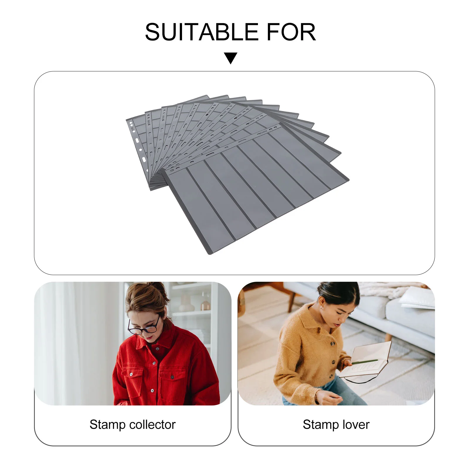 Stamp Album Coin Storage Holder Cards Collectors Stock Pages Stamps Collecting Supplies Seven Rows Photobook