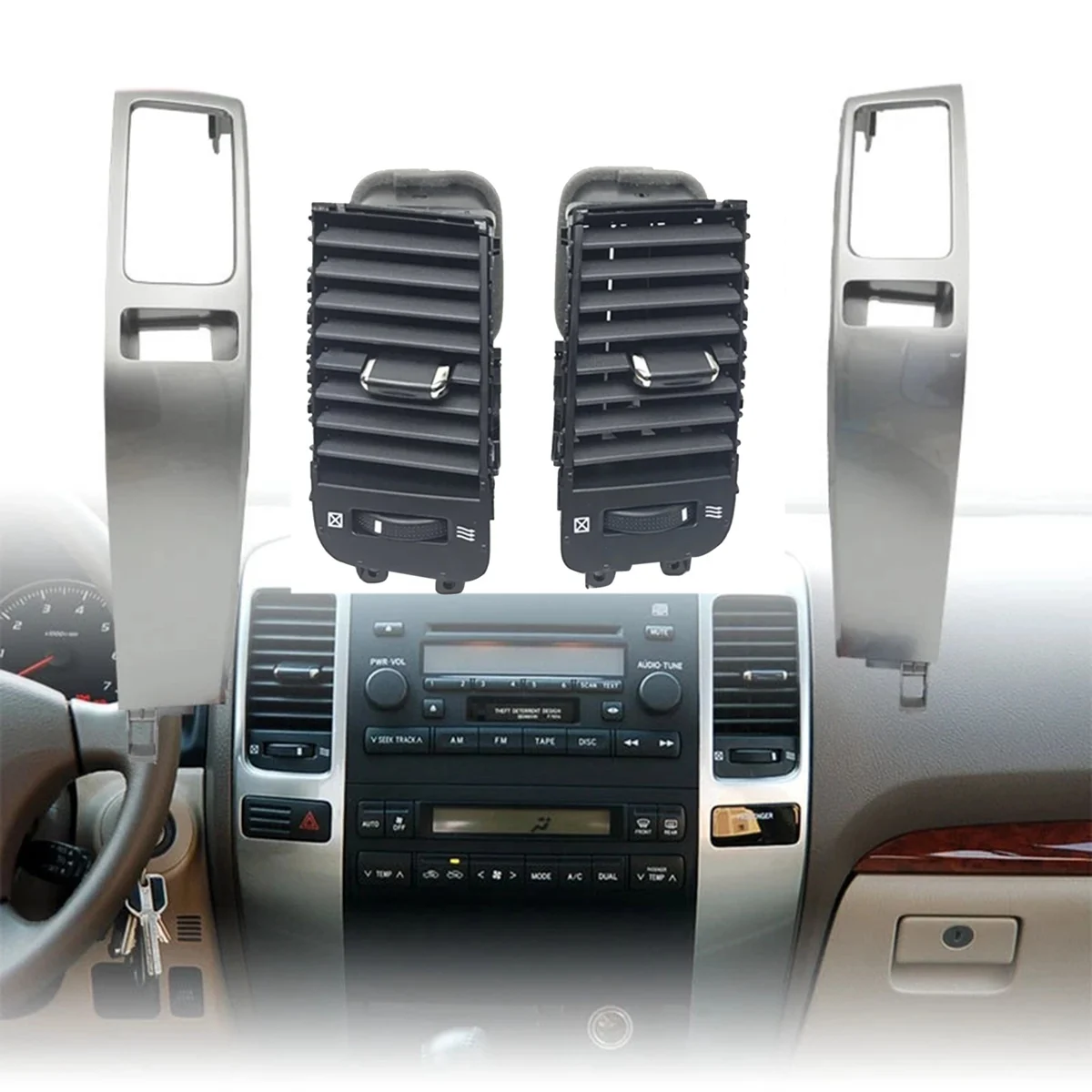 Air Conditioning Outlet Cover Car Air Vent Dashboard Air Vent Sensor Panel For Toyota Land Cruiser Prado 120 FJ120 2003-2009 Accessories