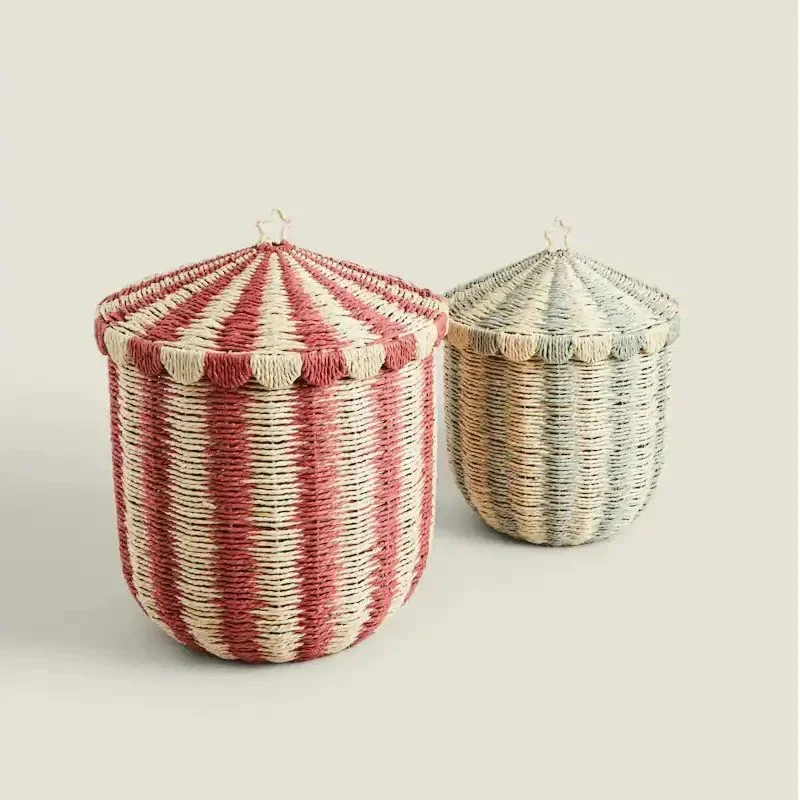 Floor Standing Storage Basket Rattan Woven Desktop Woven Basket Household Toys Snacks Miscellaneous Items Sorting Storage Box 4