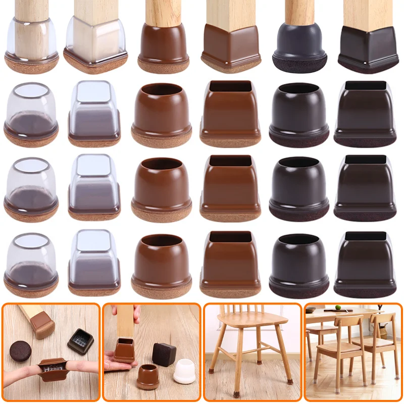 

8Pcs TPE Silicone Chair Leg Floor Protectors with Felt,Chair Leg Caps,Furniture Leg Feet Protection Cover Protect Hardwood Floor