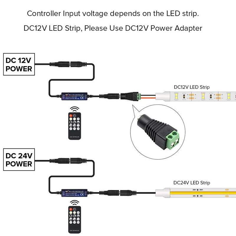 Mini LED Dimmer DC5-24V 6A Wireless RF Controller Switch 14 Key Remote Control Single Color LED Strip Light Led Dimmer Switch Led Strip Controller Smart Dimmer Switch Led Strip Switch Led Dimmer Controller