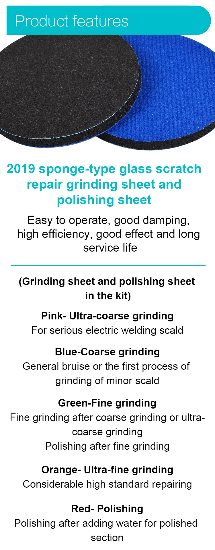 Sanding disc Ultra Coarse Grade Sanding Disc for Glass Deep Scratch Removal Remove Tempered/Curtain Wall Glass Welding Splatter 4 Pcs/Pack