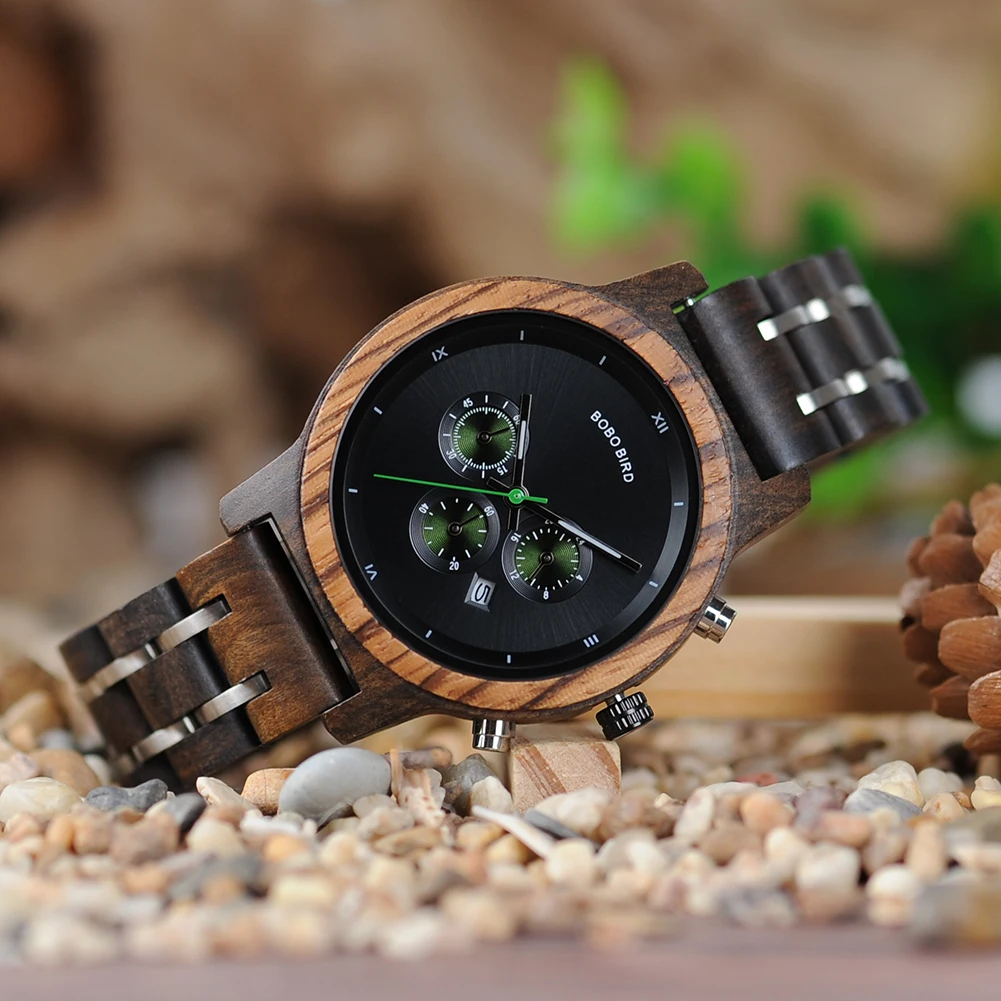 BOBO BIRD New Wooden Watch Ladies Timepieces for Women Functional Stop Watches Female saat with Display relogio feminino Custom
