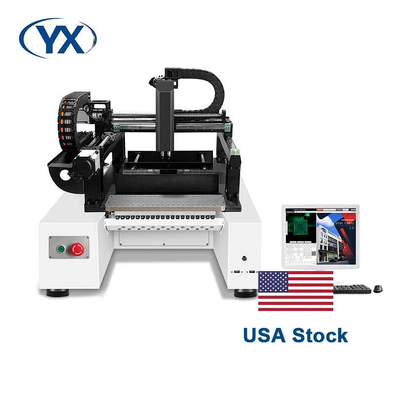 Machine de sélection et de placement entièrement automatique SMT, petite Machine d'assemblage de Pcb Smd à 2 têtes pour ligne d'assemblage LED, Stock aux états-unis 1