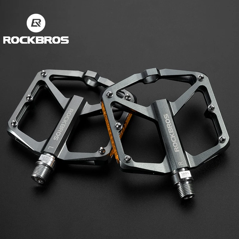 

ROCKBROS Bicycle Pedals Save Effort Aluminum Alloy Anti-slip MTB Road Mountain Reflective Bearing Cycling Pedals Bike Accessory