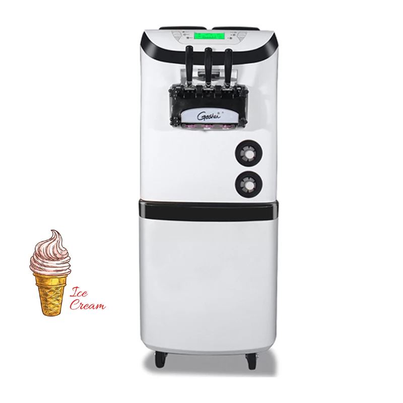 

Commercial Soft Serve Ice Cream Machine Electric 220V 110V Vertical 3 Flavors Ice Cream Maker
